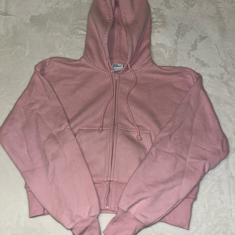 TNA cozy fleece boyfriend pink zip up